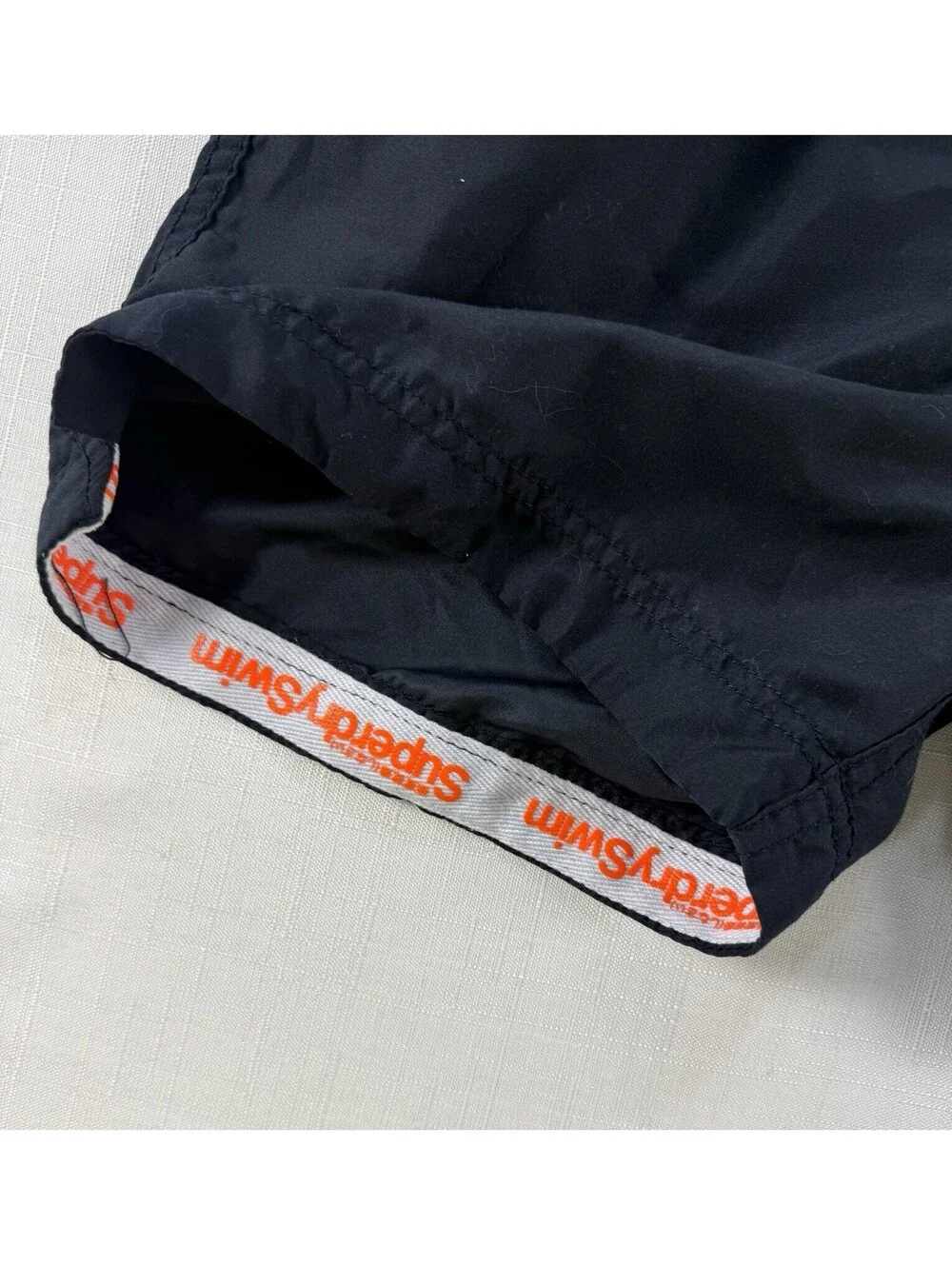 Superdry Premium Swim Shorts Men’s Large Black Green Logo Lined Beach Trunks